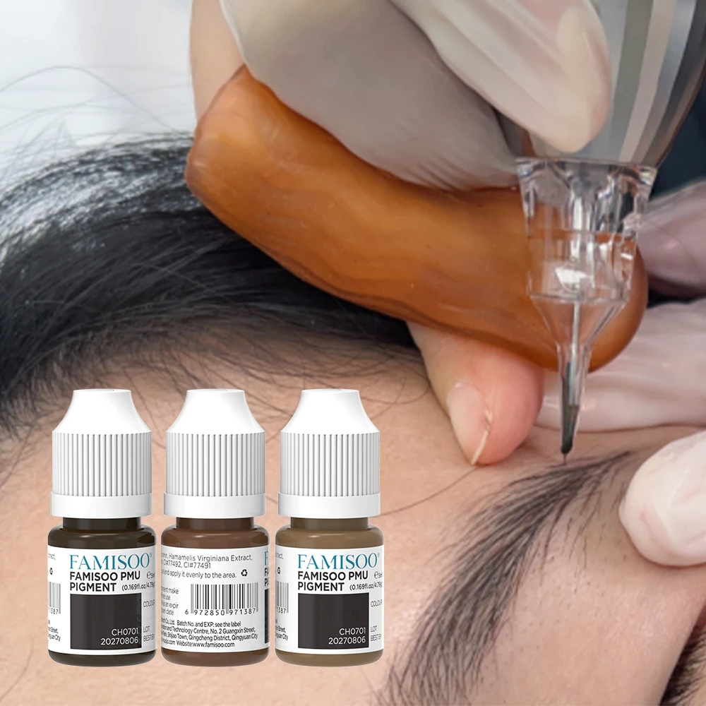 FAMISOO 5ML Color Tattoo Microblading Paint Ink Pigment for Semi-Permanent Body Art Eyebrow Lip Eyeliner Makeup Products