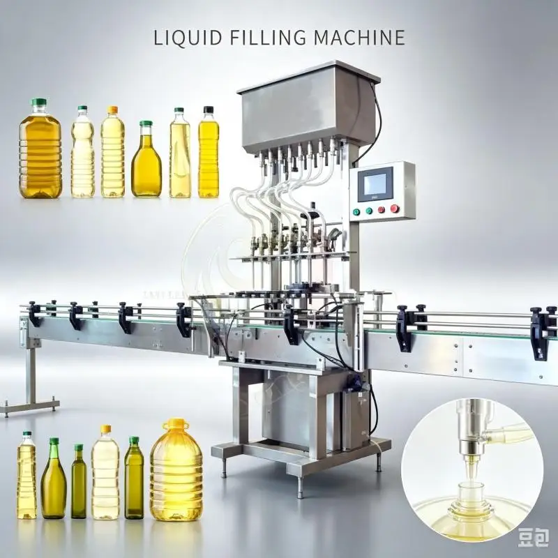 Industrial Liquid Filling Machine Automatic Piston Filler Accurate Volume Control Stainless Steel Bottling Equipment