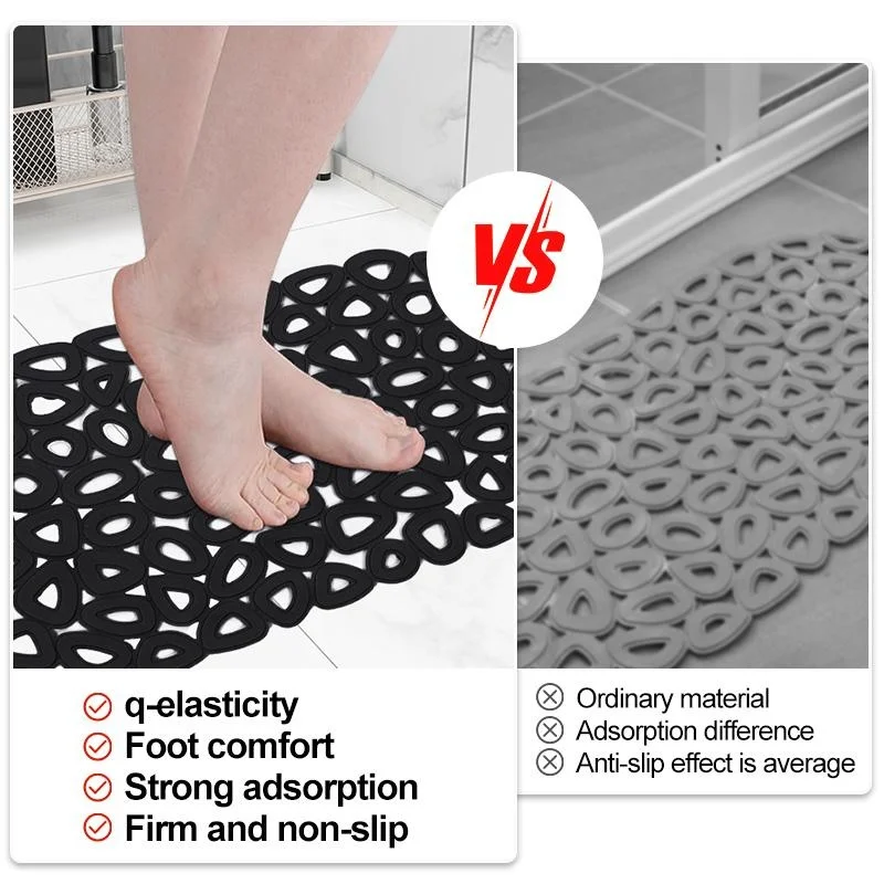 1pc PVC Non-slip Bathroom Mat, Quick Dry Foot Massage Waterproof Shower Mat with Suction Cup, Soft And Comfortable bathtub Mat