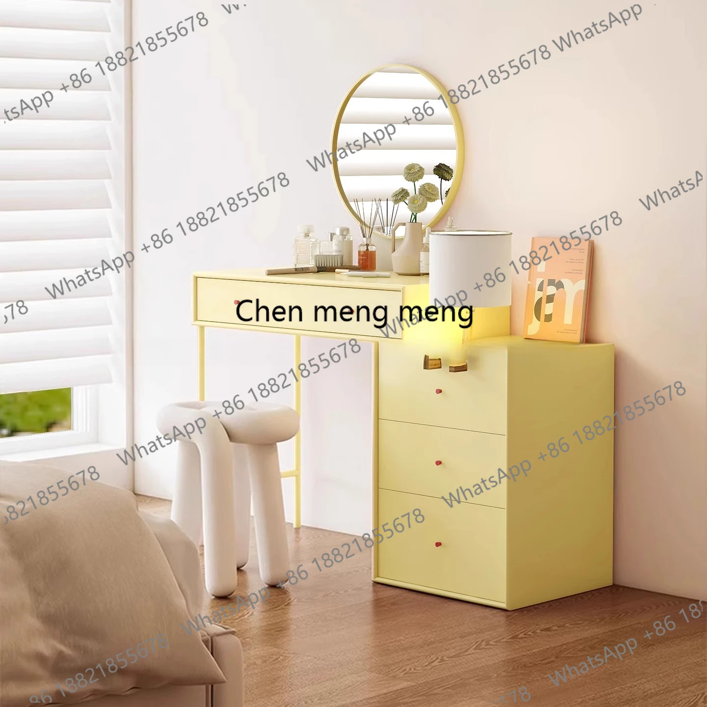 

Dresser bedroom modern simple storage cabinet integrated solid wood small apartment dopamine cosmetic cabinet integrated