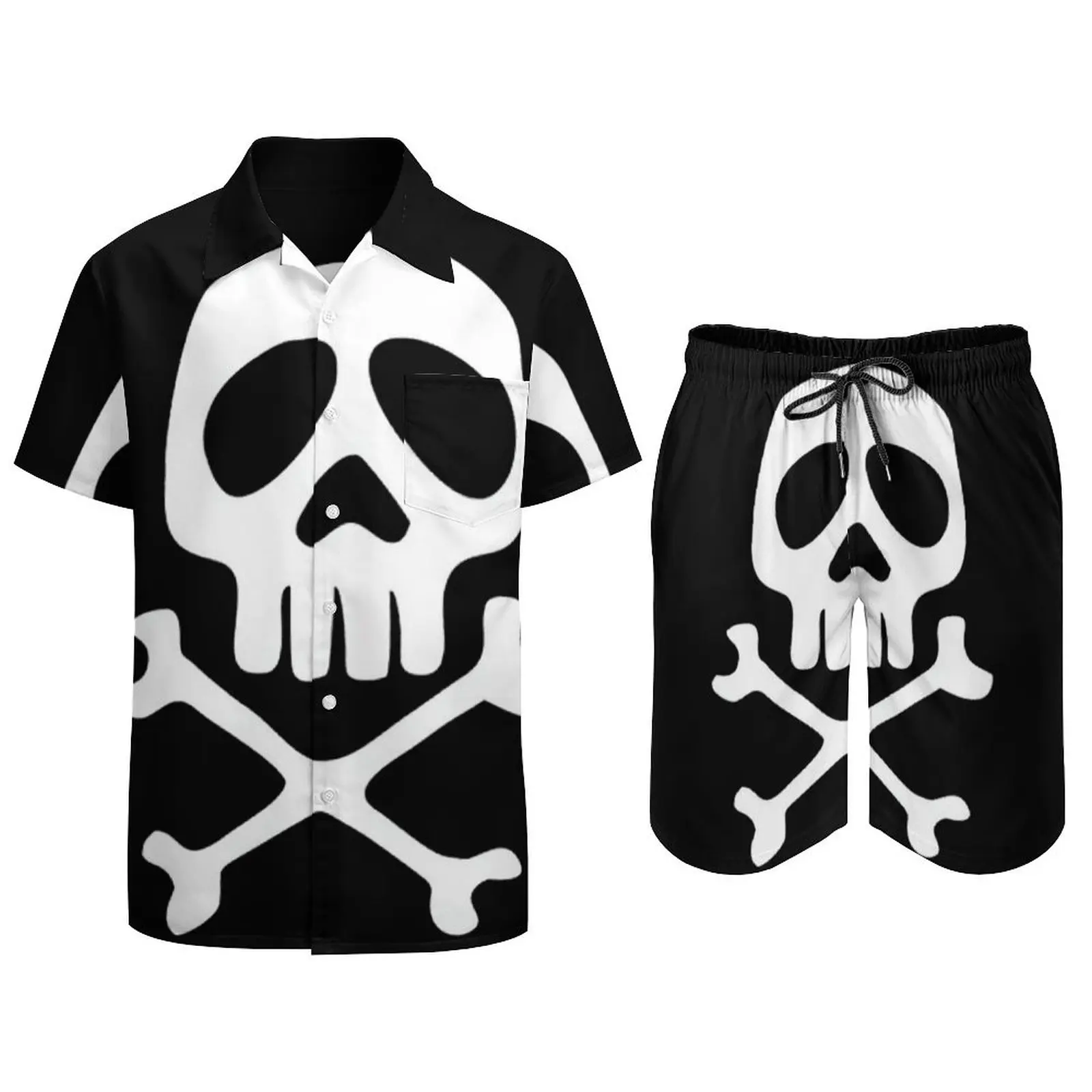 Traje de capitán Harlock para hombre, funda de Calavera, traje de playa de alta calidad, novedad para el hogar, talla europea, 2 piezas