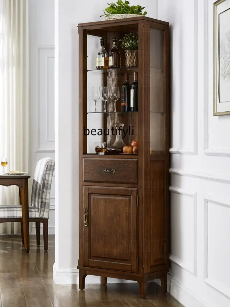 

K185 American solid wood corner wine cabinet dining room storage living room home display cabinet restaurant corner