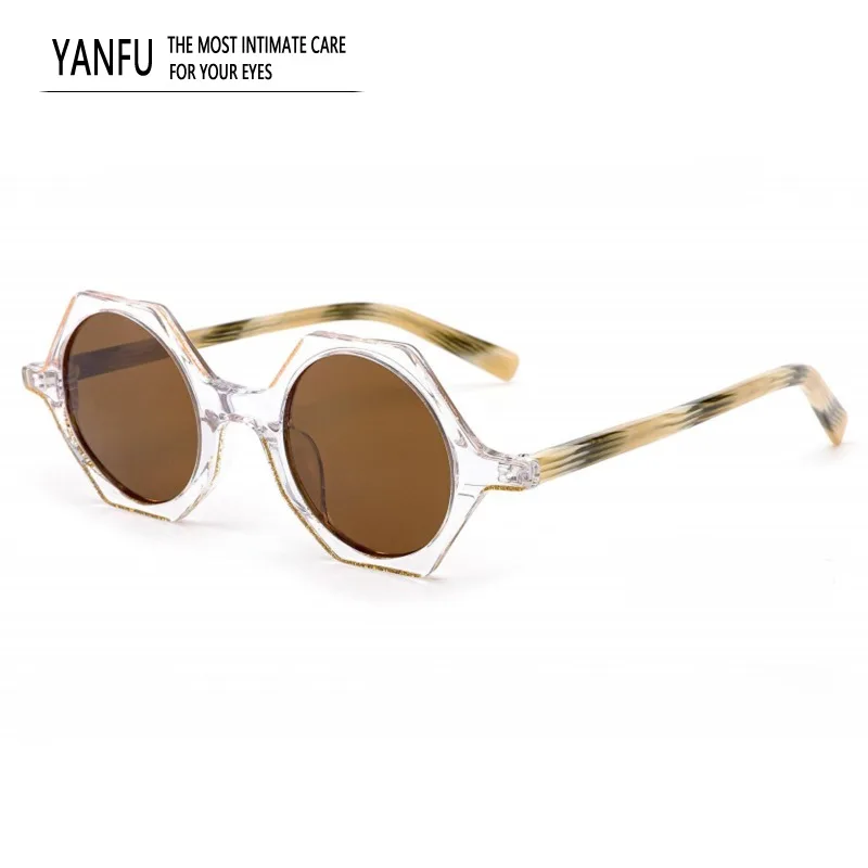 

2025 New Polygonal Polarized Transparent Sunglasses Man Fashion Retro Glasses Woman Outdoor UV400 Handmade Eyeglasses Men 135mm