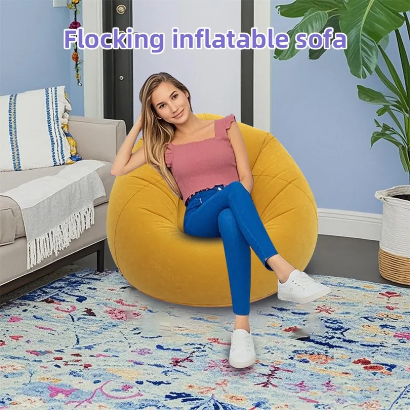 

1pcs Foldable Portable Single Inflatable Bean Bag Sofa Flocking Lazy Sofa for Outdoor Indoor Patio Garden Balcony Home Office