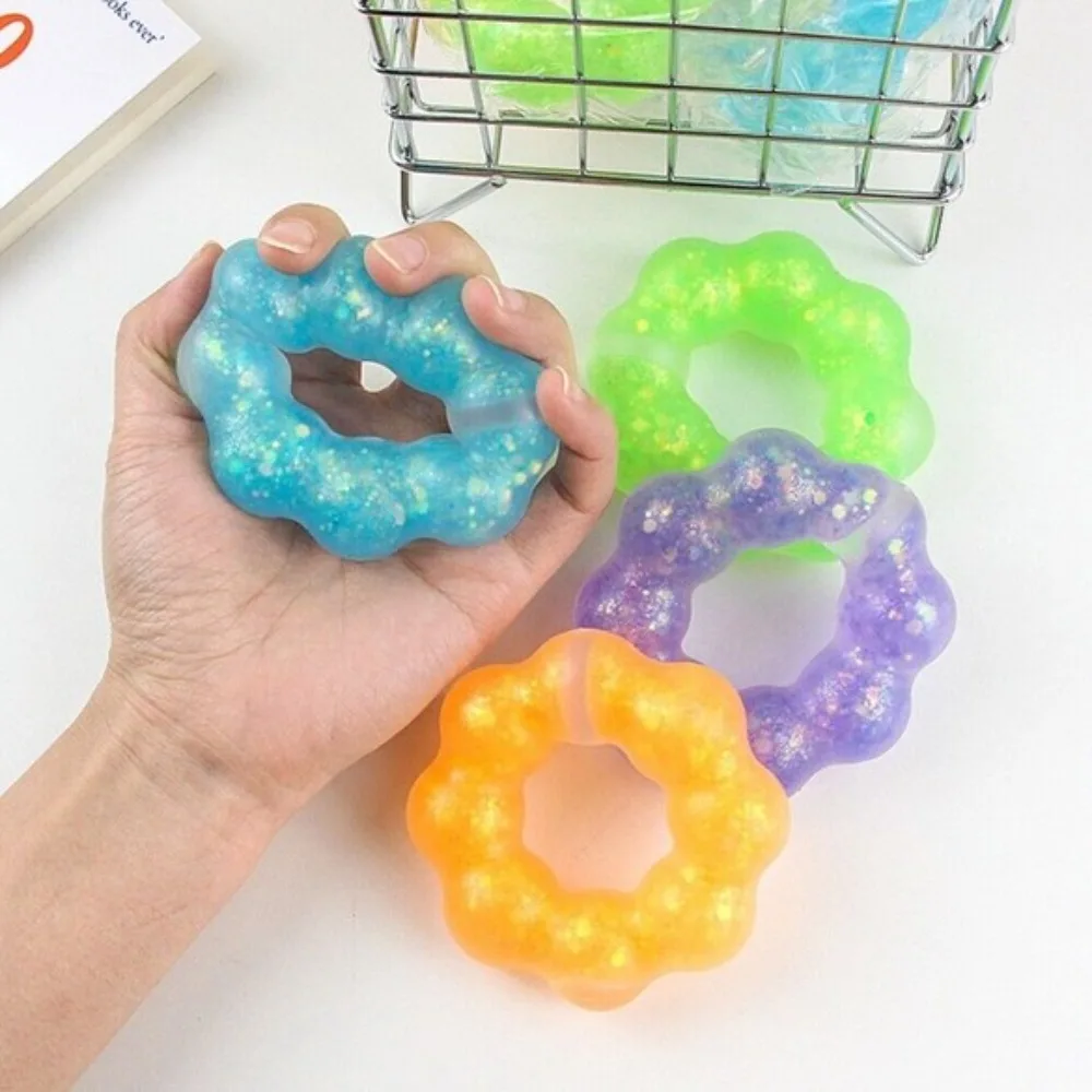 Durable TPR Transparent Donut Annular Resilience Color Bracelet Squeeze Ball Decompression Release Toys