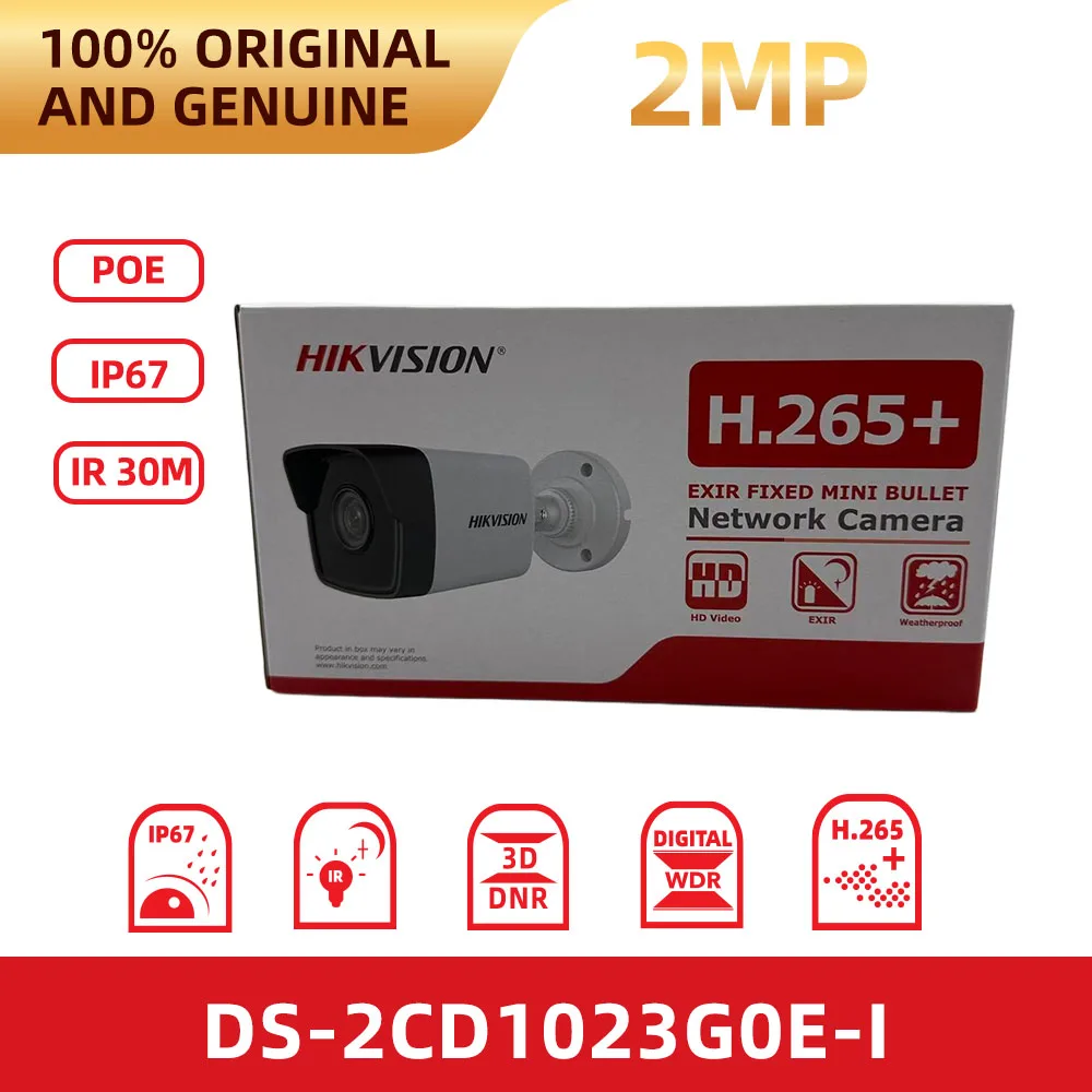 

Камера IP Hikvision DS-2CD1023G0E-I 2MP PoE для наружного использования, IP67, EXIR ночное видение, H.265+, 3D DNR, WDR, камера видеонаблюдения
