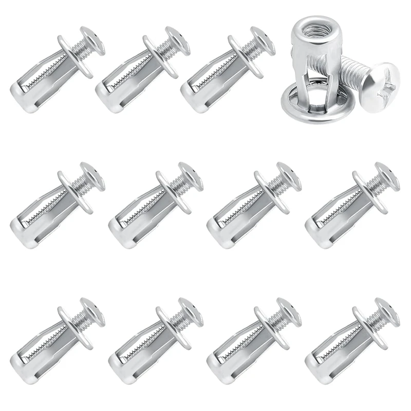 12-teiliges Hohltür-Anker-Schrauben-Set, hohle Metall-Hohlraumbefestigung, M6 Jack-Muttern, Einsatzmuttern, Blütenblattmuttern für Wand, Stahlrohr