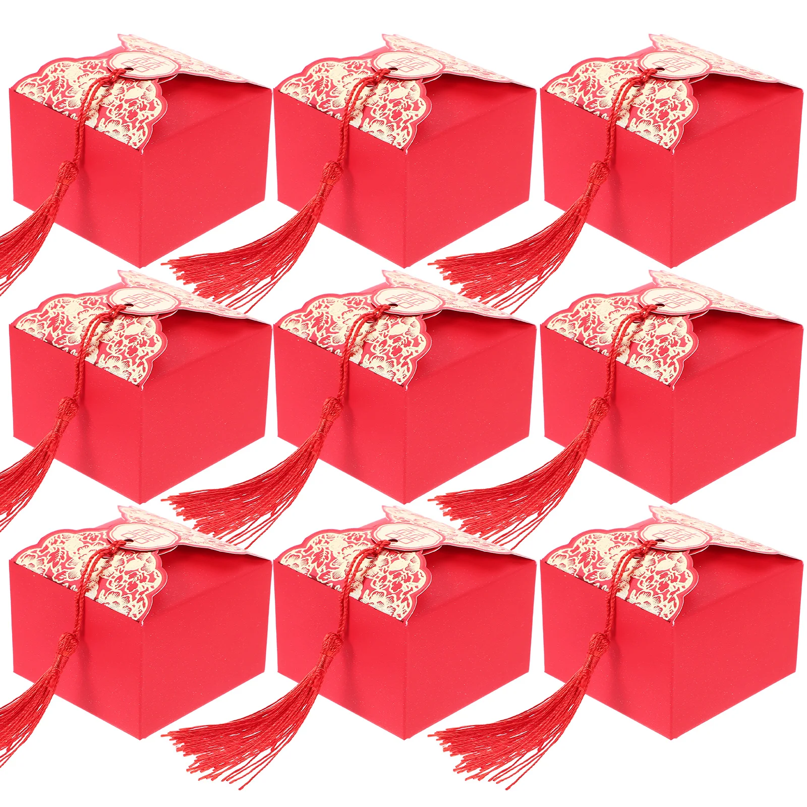 

20 pcs Candy Red Chinese Style Wedding Candy Storage Case Favor Boxes with Tassel for Party Gifts Portable Storage Cases