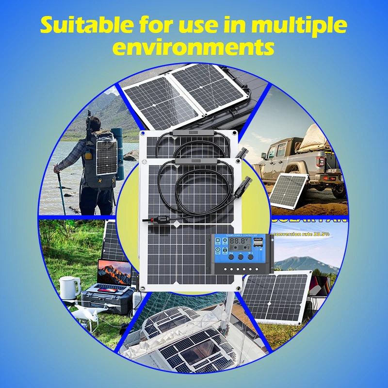 300W 600W Solar Panel 18V Flexible Solar Panel With 100A Controller Suitable for Mobile Phones Car And RV Solar Panel Charger