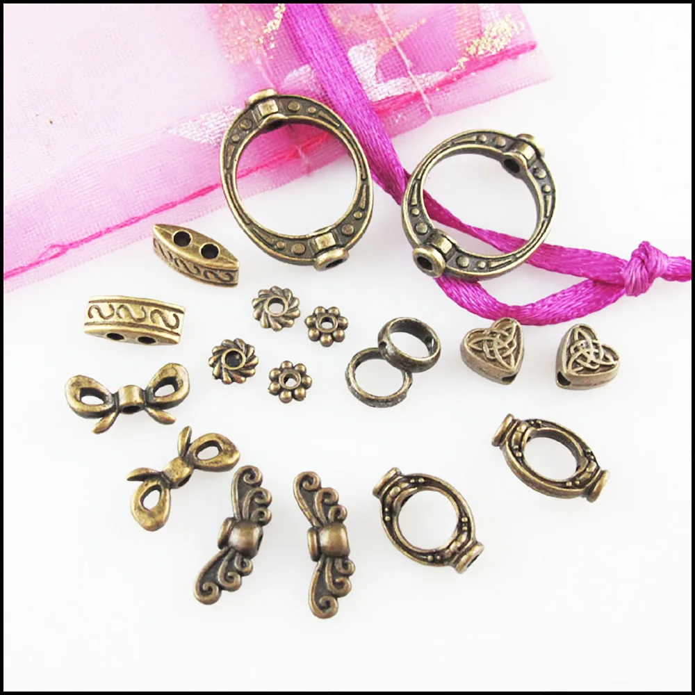 Fashion New Daisy Oval Frame Butterfly Bow Heart Charms Spacer Bar Beads Antiqued Bronze Plated