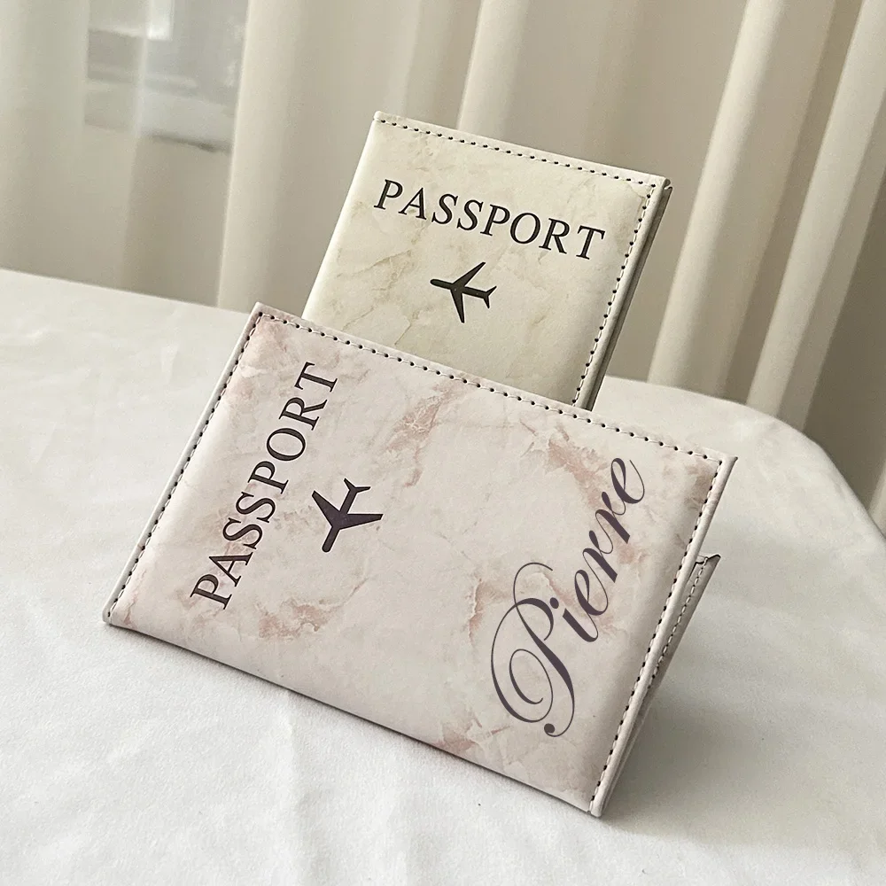 Customize Name Passport Cover Travel Wallet Marble Patten Case for Passports Passport Cover with Personal Names