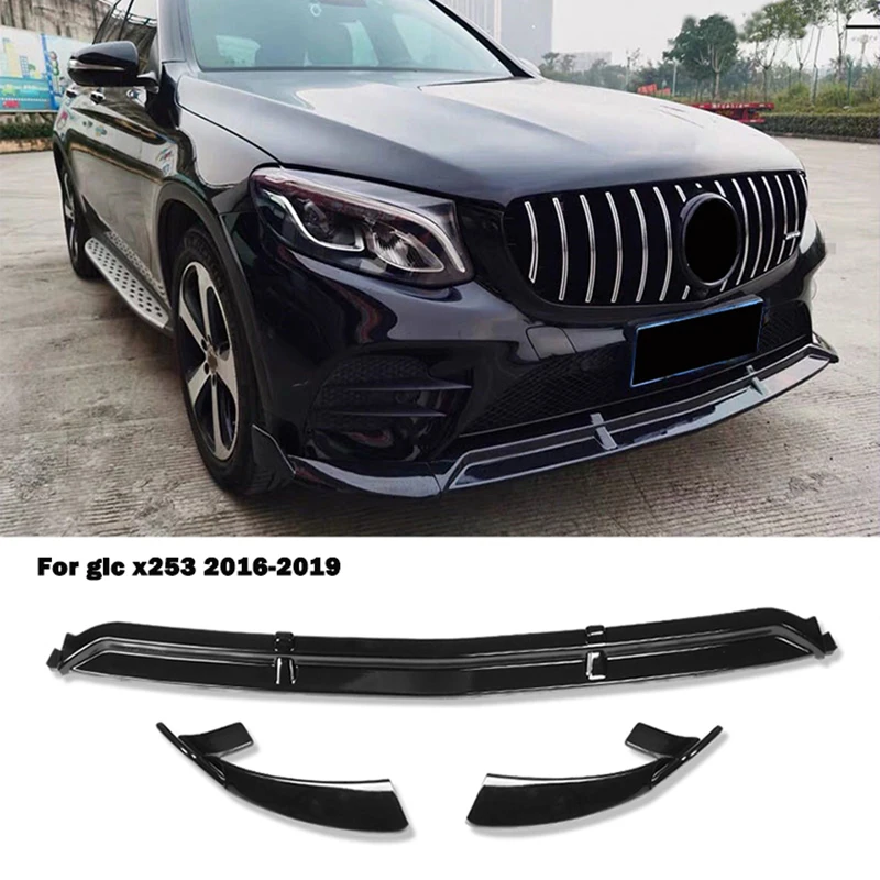 Front Bumper Lip Spoiler For Mercedes Benz GLC X253 C253 Coupe GLC200 GLC260 GLC300 2016-2019 Year
