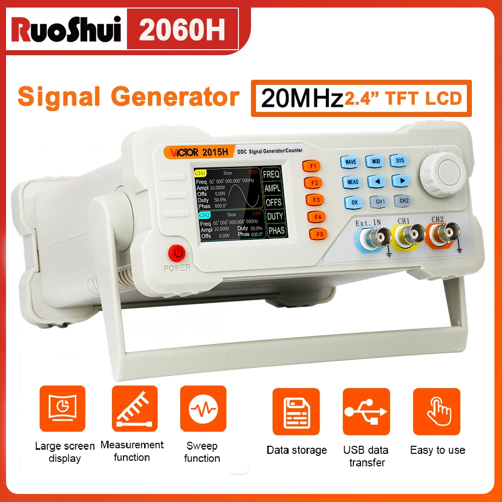 Signal Generator Arbitrary Waveform Generator,60MHz Generators Dual-channel 200MS/s 13Bits Vertical Resolution for Multi Tester