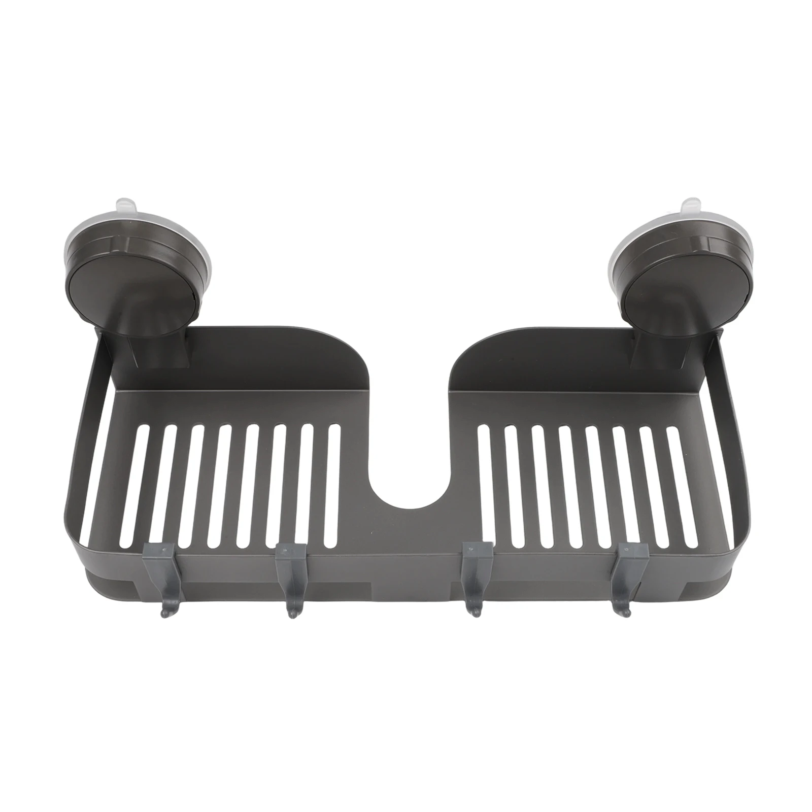 Bathroom Shower Shelf Organizer with Suction Cups Aviation Aluminum Material Raised Edge Design No Drill Black
