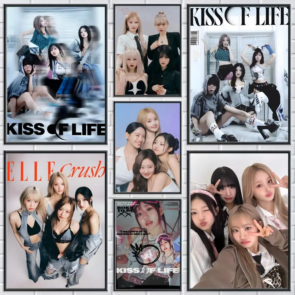 Kpop K-Kiss Of L-Life Painting Calligraphy Frameless Canvas Poster Wall Art Perfect For Hallway Home Decoration Holiday Gifts