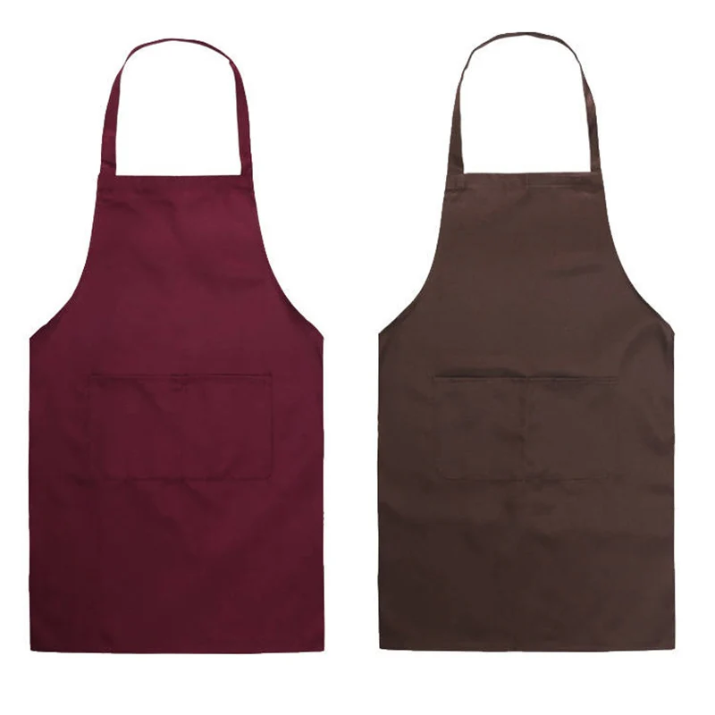 Custom Apron Unisex Work Kitchen Waiter Apron Cooking Baking Restaurant Aprons With Pockets Print Logo Pure Color Work Apron