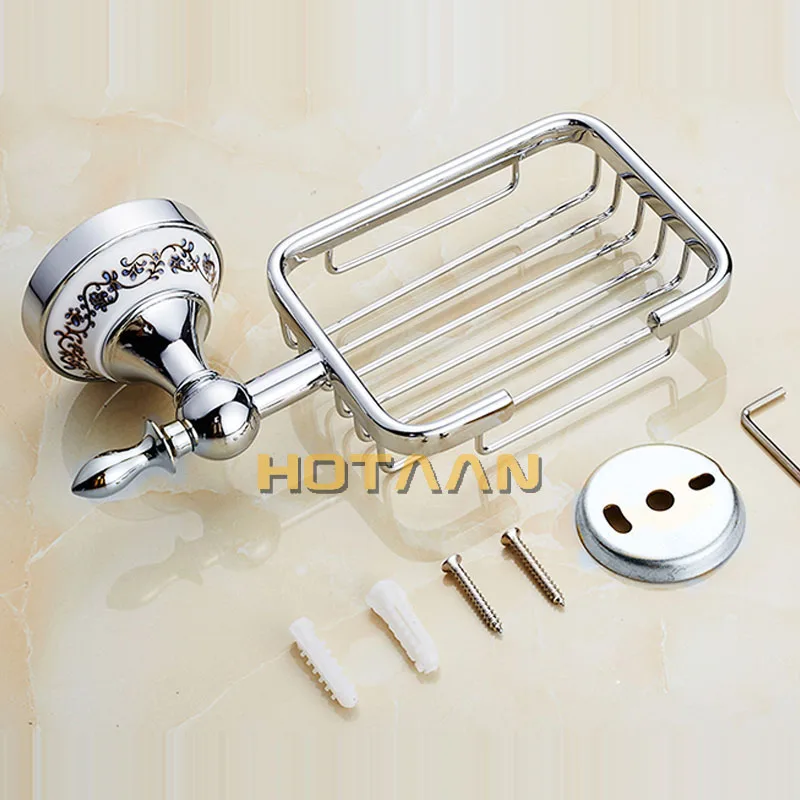 Soap Dishes Brass Gold Soap Basket Wall Mounted Ceramic Soap Holder Chrome Bathroom Accessories Home Decoration Soap Box 11890-C