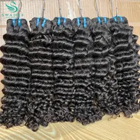 SWANEE 18A extensiones de cabello humano rizado profundo 1/3/4 mechones cabello humano negro Natural brasileño cabello Remy 100% cabello humano Natural