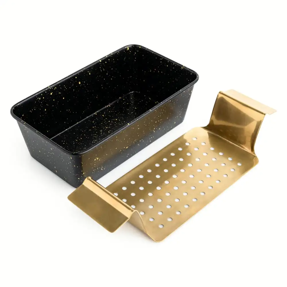 

Loaf Pan Non-Stick with Gold Stainless Steel Trivet - Black & Gold