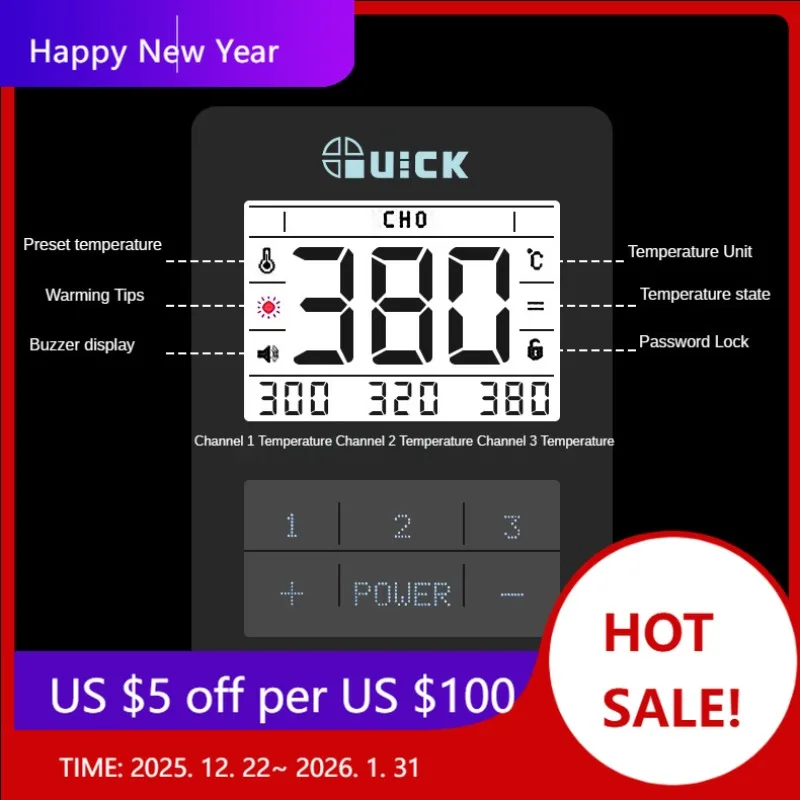 

Factory QUICK TV2 Desoldering Tool, Touch Button LCD Screen, Efficient And Convenient Tin Soldering