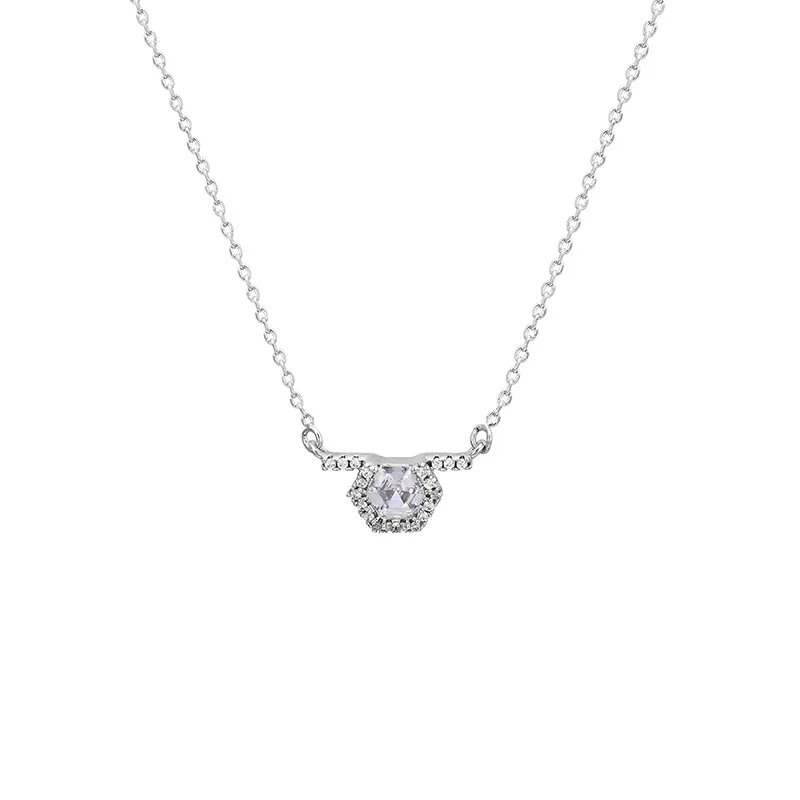 Real 18K White Gold Necklace Pendants Women Classic Tassel Natural Diamond Necklace Girls Anniversary Gift