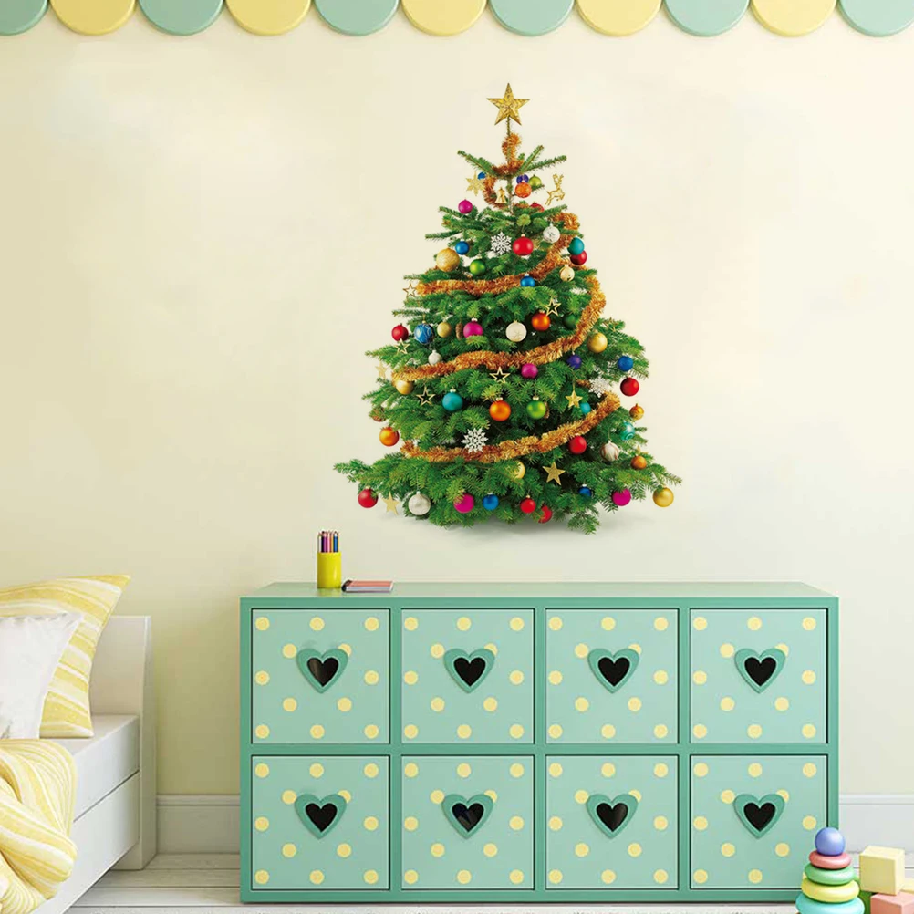 

2 Sheets Christmas Decorations Outdoor Tree Wall Sticker Pvc Stickers Glass Merry