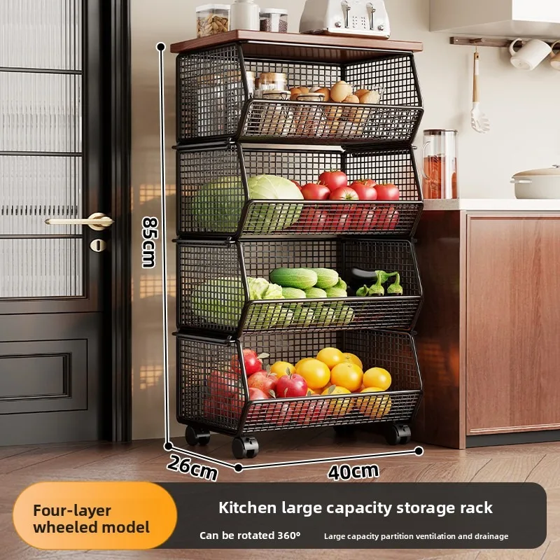 Kitchen Fruit Vegetable Storage Rack Floor Standing Multi Purpose Cart Kitchen Cart Tea Trolley Kitchen Trolley on Wheel