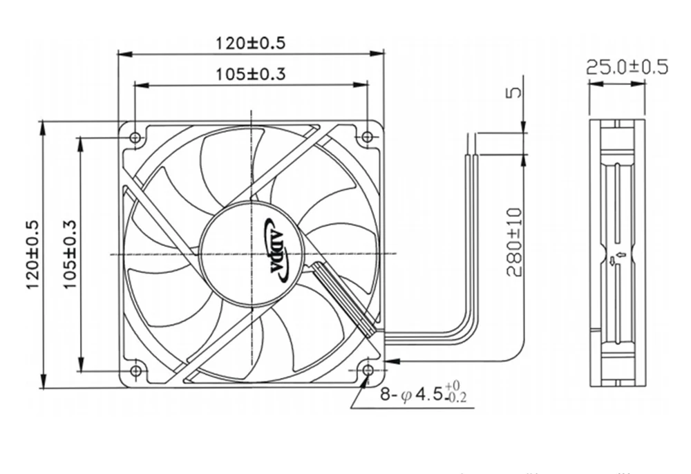 AD1212HB-A71GL 120X120X25MM 12V 0.37A 12025 Chassis Cooling Fan