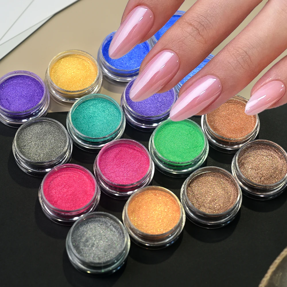 16 Potten Parel Poeder Pigment Nail Art Parelmoer Chrome Pigment voor DIY Epoxyhars Manicure Ambachten Nagel Wrijven Poeder Levert
