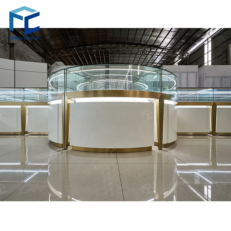 custom.Customized Glass Jewelry Display Cabinet Commercial Led Lighting Round Showcase Display Jewelry