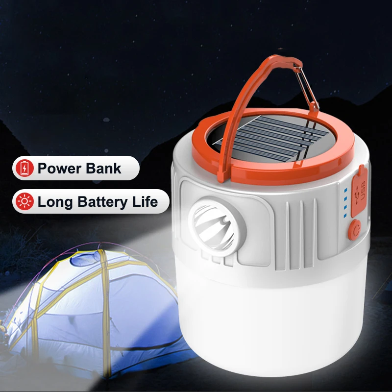 Powerful Solar Light Energy-Saving Bulb Night Market Lamp Mobile Outdoor Portable Camping Power Emergency Lamp Built-in Battery