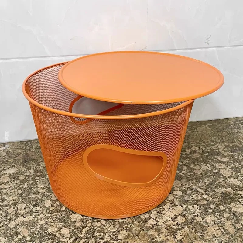 طاولة جلدية ذات سرج برتقالي من هرميس - طاولة جانبية مستديرة فاخرة لغرفة المعيشة الإيطالية