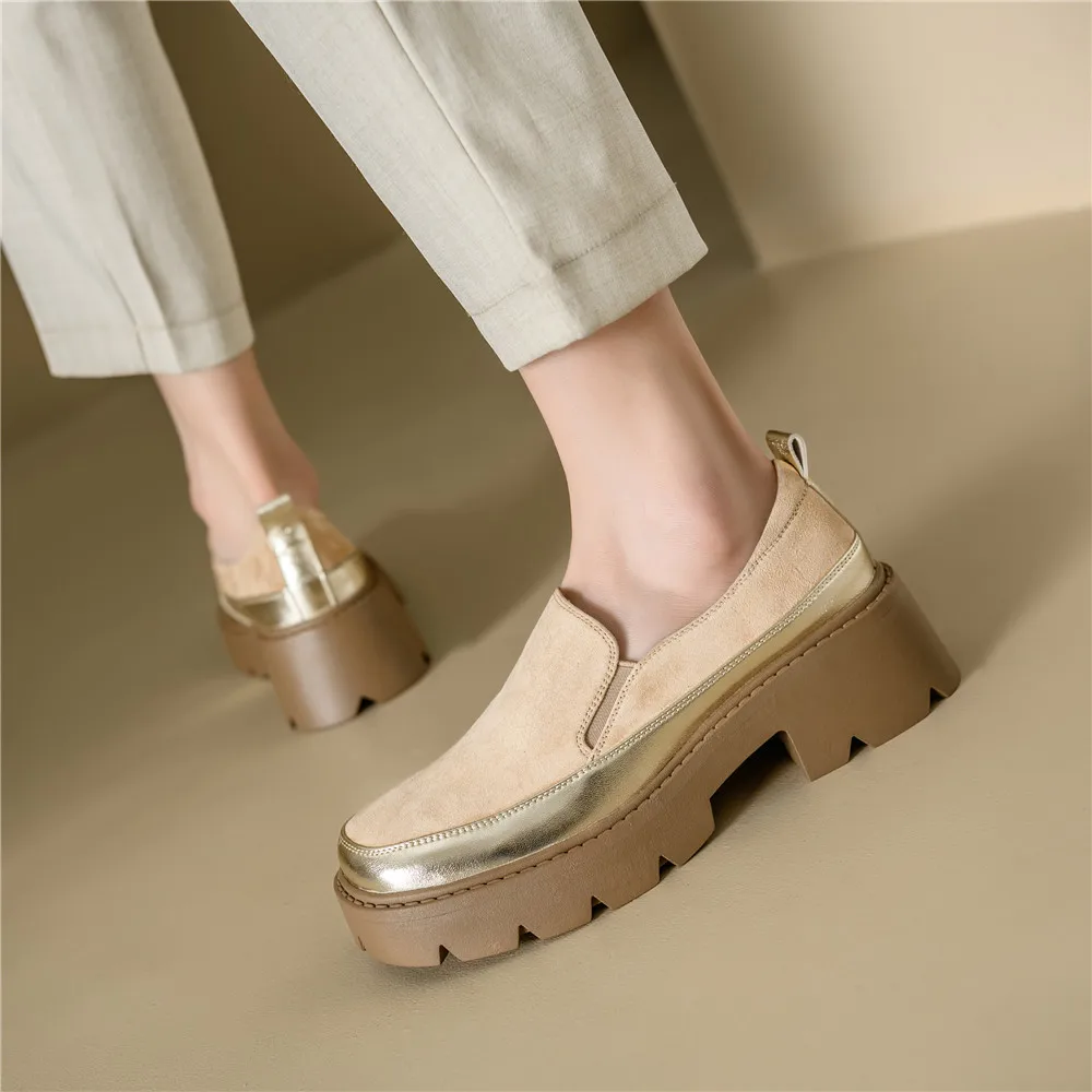 FEDONAS Mixed Colors Fashion Women Pumps Platforms Loafers Genuine Leather Spring Summer Casual Working Round Toe Shoes Woman