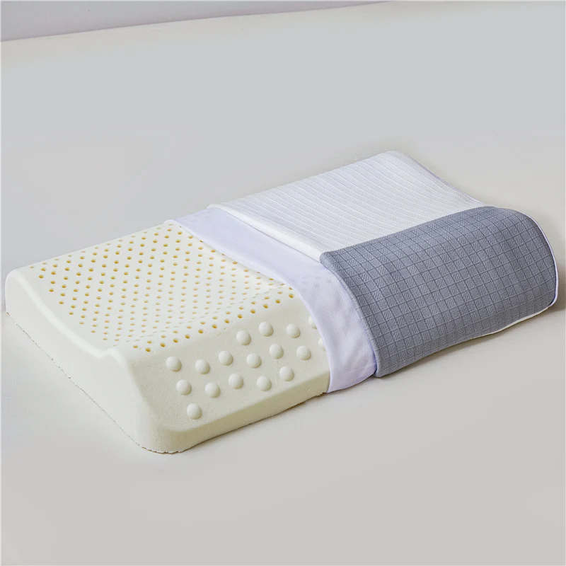 Latex Cervical Orthopedic Pillow Neck Pain Protect Bedroom Massage Sleeping Cushion Thailand Natural Pillows 60X40CM Grey Blue