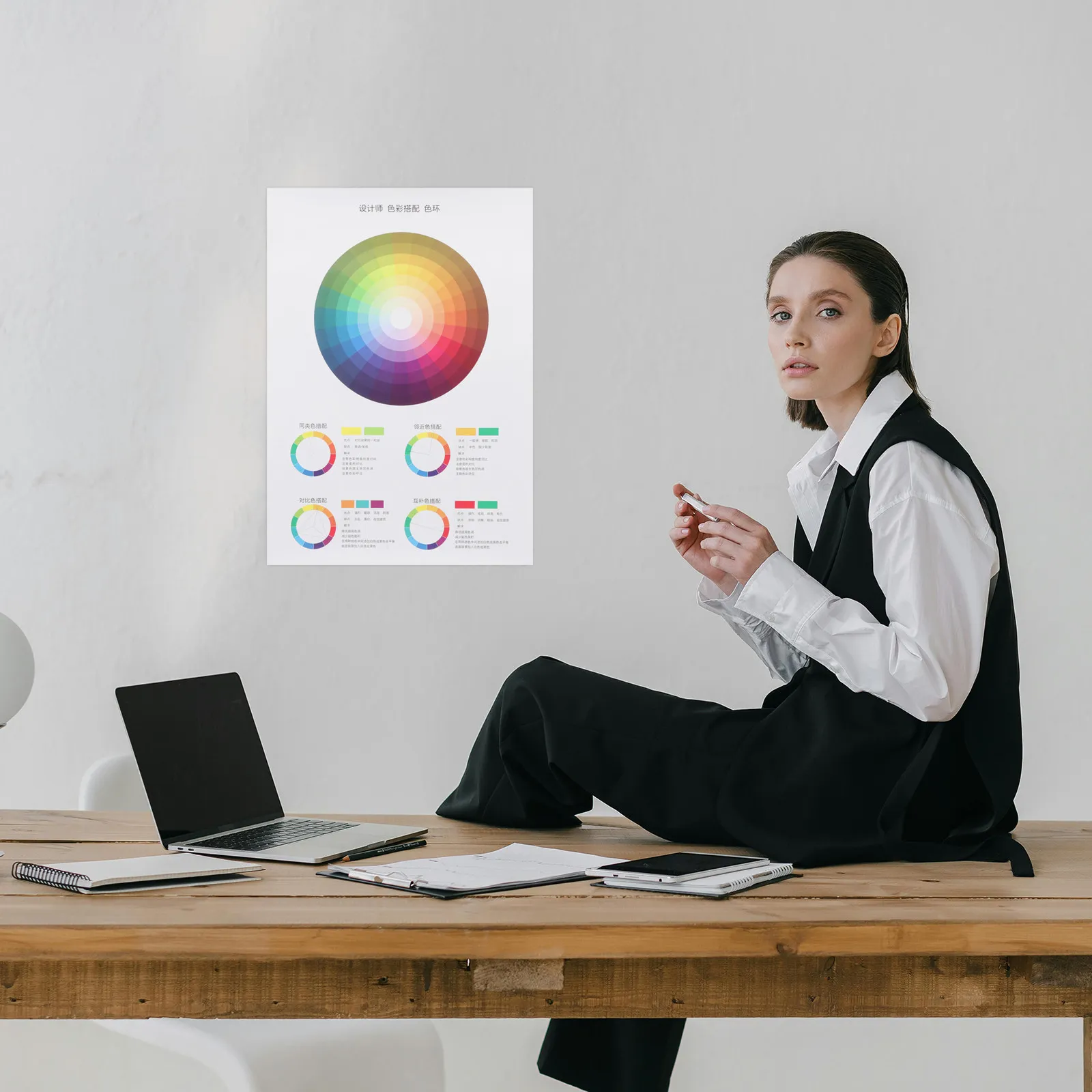 

Color Wheel Poster Paper Circular Chart Color Coordination Education Art Design Chart Colors