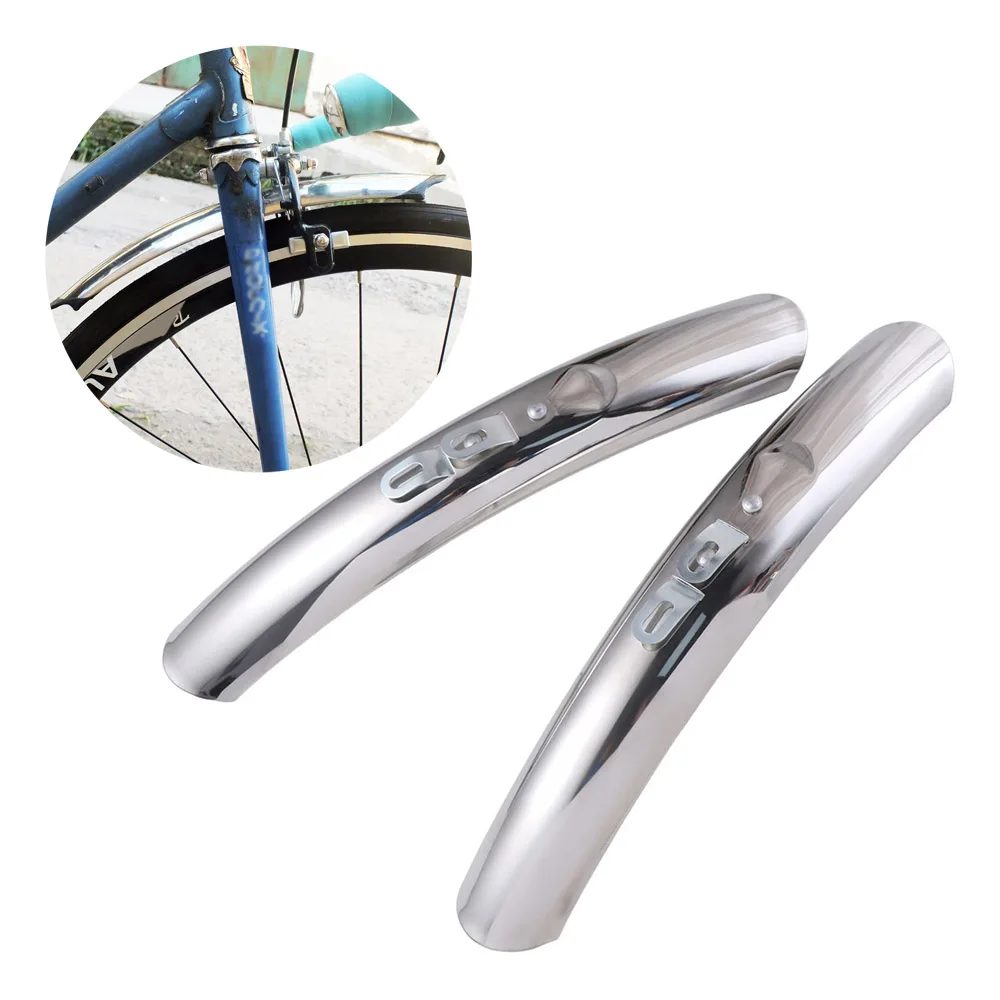 

Stainless Steel Bike Front Rear Fenders 700c 27'' Vintage Bicycle Mud Guard Silver Color Retro Road Bicycle Fender Bicycle Parts