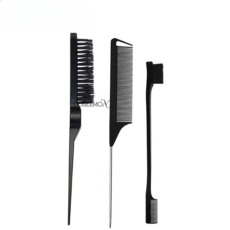 3pcs/lot Hair Styling Comb Set Double Sided Edge Control Teasing Brush Barber Shop Partition Combs Hair Braiding Styling Tools