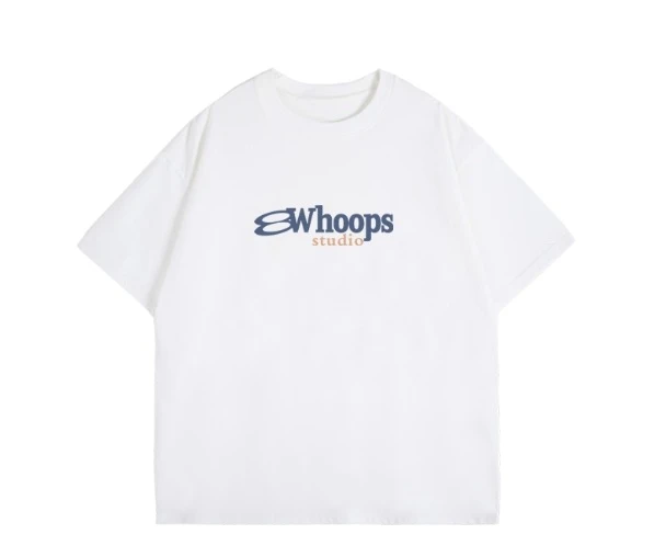 

2025 Fashion 100% Pure Cotton unisex T-shirt Whoops letter printed casual short sleeved T-shirt