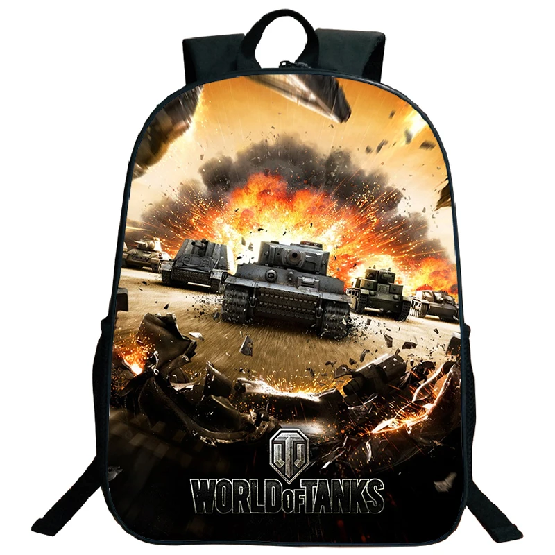 World of Tanks Backpack 16 Inch 3D Game Anime War Thunder School Bags War Tanks Backpacks for School Teenager Boys Large Bookbag