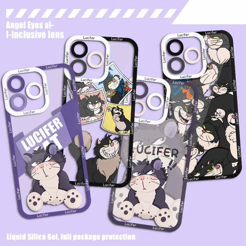 Cute Disney Lucifer Clear Case For Samsung A73 A72 A71 A55 A52 A51 A50 A42 A35 A33 A32 A31 A30 A24 A23 A22 A13 A12 A05 5G Cover