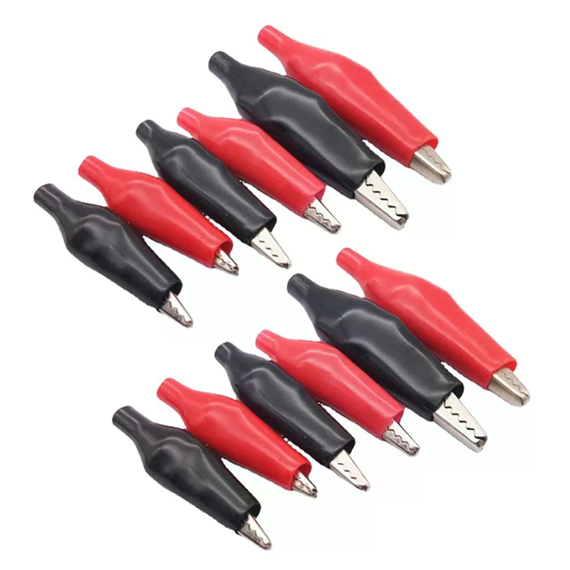 12 Pcs 28MM Black Red Blue Black Yellow Soft Plastic Coated Testing Probe Mini Alligator Test Clips
