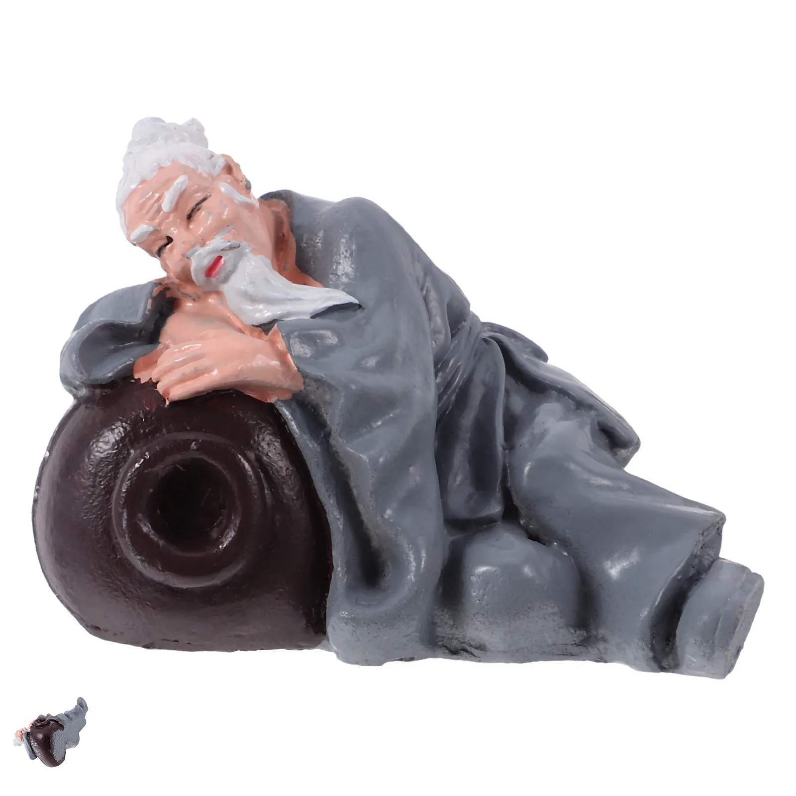 

Resin Drunk Old Man Statue Betta Fish House Shrimp Hides Unique Aquarium Terrarium Decoration Shrimp Hideouts Statue