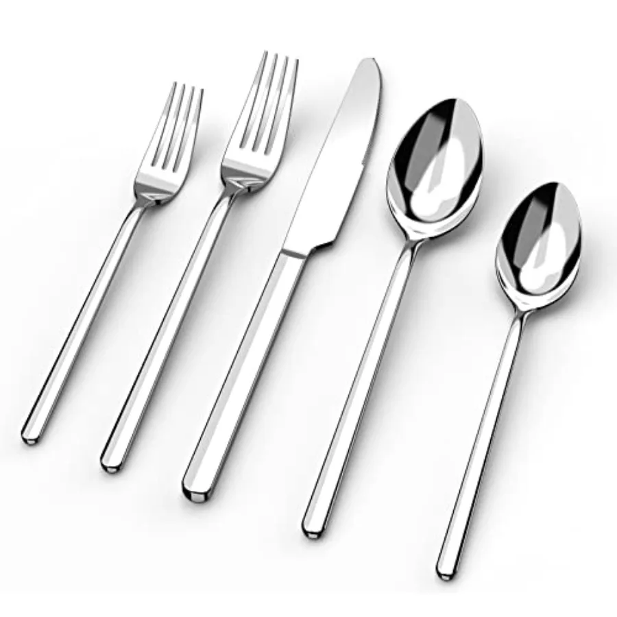 

40 Piece Silverware Set for 8 18/10 Stainless Steel Cutlery Set Mirror Polished Modern Design Dishwasher Safe