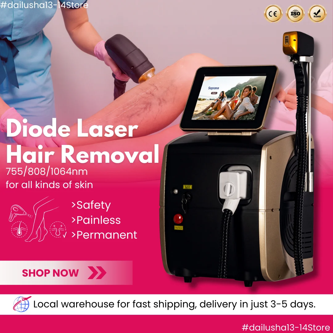 Portable High Power Ice Cooling Triple Laser 755 808 1064 Hair Removal Device Painless Diode Laser Hair Removal Machine