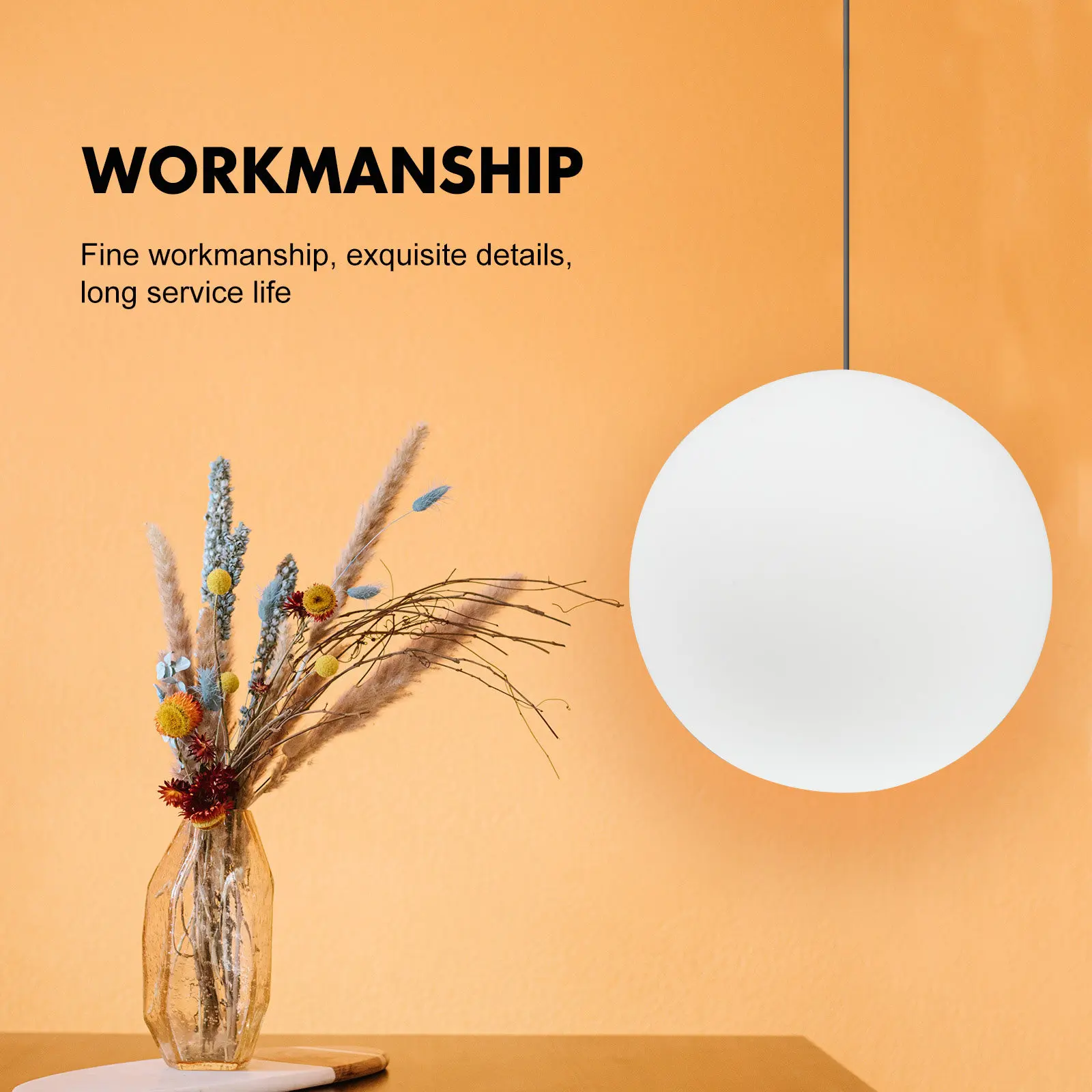 Frosted Glass Globe Pendant Lamp Shade White Sphere Hanging Light Cover Ball Lampshade Replacement Ceiling Light 7.86 Inch