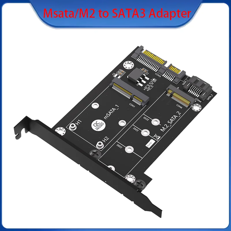 

Карта адаптера 2 в 1 MSATA / M.2 NGFF SSD в двойной конвертер SATA3 с кронштейном для профиля полной высоты, обновленная версия без драйверов