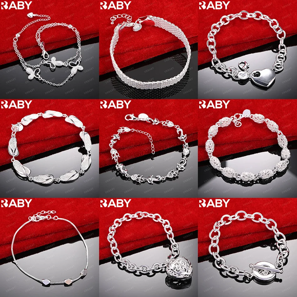 

URBABY 925 Sterling Silver Design Bracelets For Women Men Anniversary Gift Popular Wild Fashion Romantic Jewelry