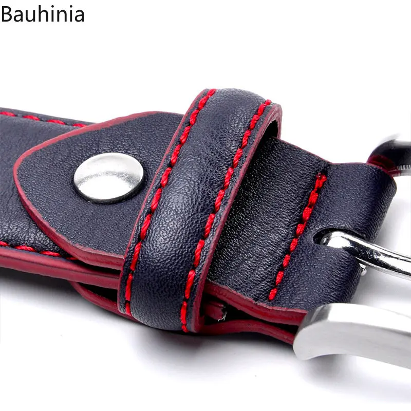 Bauhinia 100 110 120 130cm Luxury Leather Pin Buckle Belt Fashion Casual Two Layer Cowhide Men\'s Jeans Belt