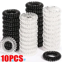 1/10Pcs/set New Black White Hair Rope Girl Telephone Wire Elastic Plastic Hair Band Spiral Cord Rubber Hair Tie Stretch Headband