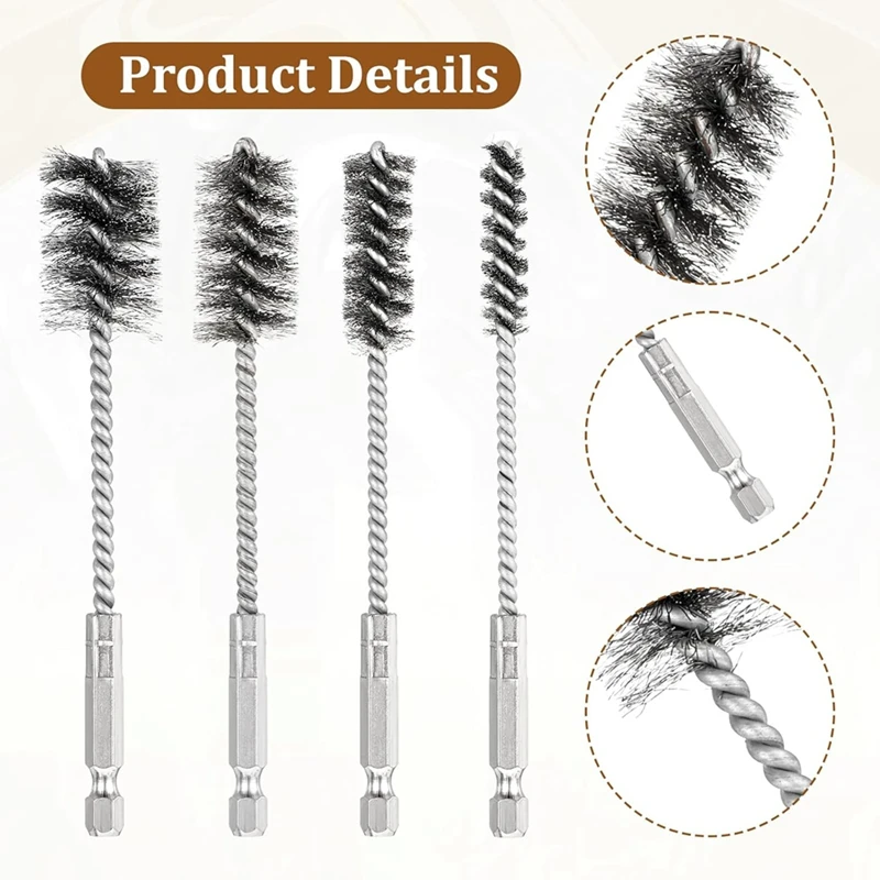 ABKP-4 pezzi spazzole metalliche per trapano set di spazzole per fori in acciaio inossidabile 3/8 pollici 1/2 pollici 3/4 pollici 7/8 pollici per porte di trapano tubi cuscinetti